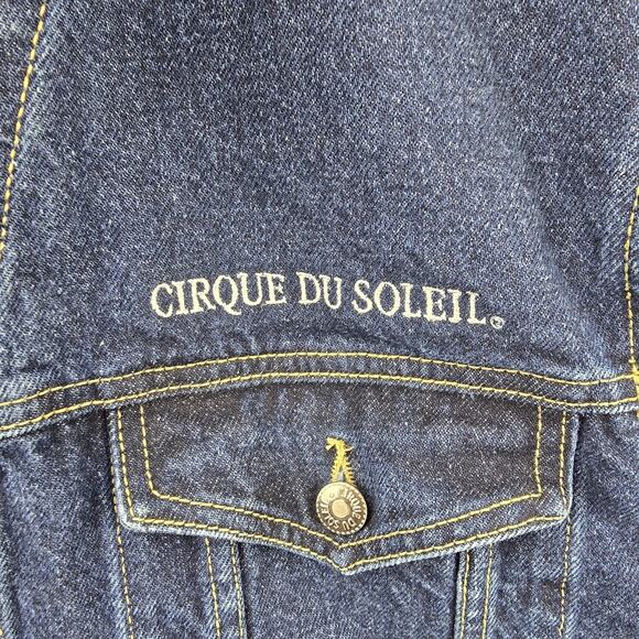 Vintage Mystere Cirque Du Soleil Embroidered Denim Jean Jacket Large 90s Trucker - Picture 7 of 12